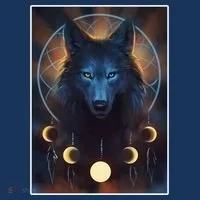 Wolf Dream Catcher Moon Phases  Women's Long Sleeve Shirt thumb 2
