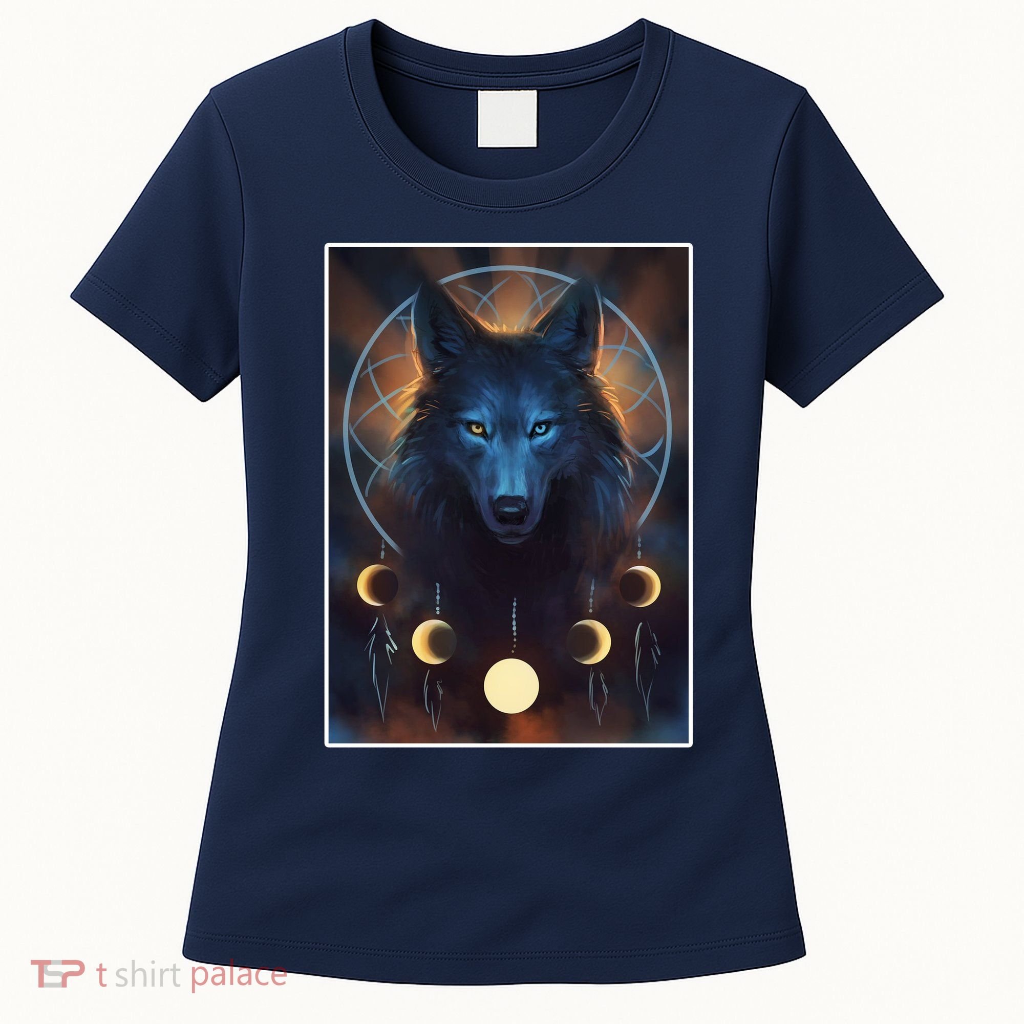 Wolf Dream Catcher Moon Phases  Women's T-Shirt