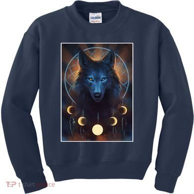 Wolf Dream Catcher Moon Phases  Kids Sweatshirt