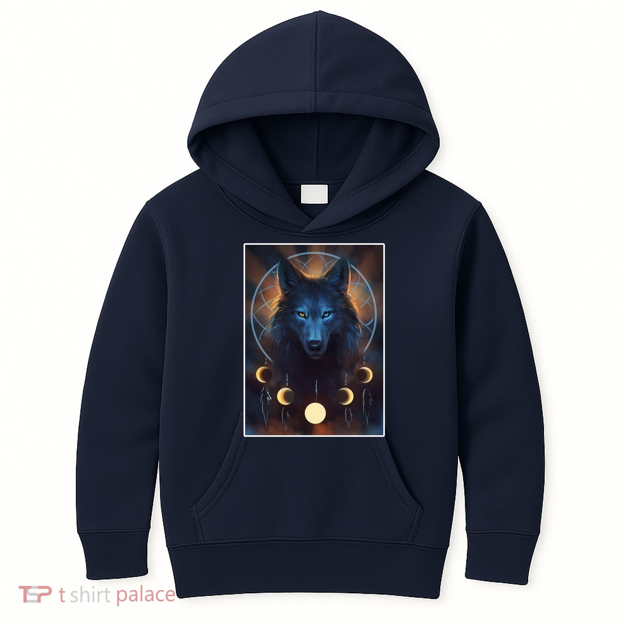 Wolf Dream Catcher Moon Phases  Kids Hoodie