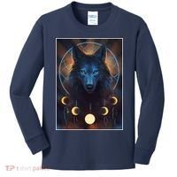 Wolf Dream Catcher Moon Phases  Kids Long Sleeve Shirt thumb 0
