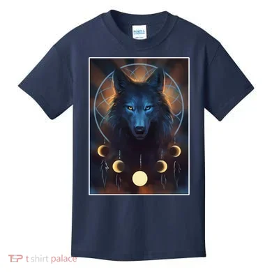 Wolf Dream Catcher Moon Phases  Kids T-Shirt