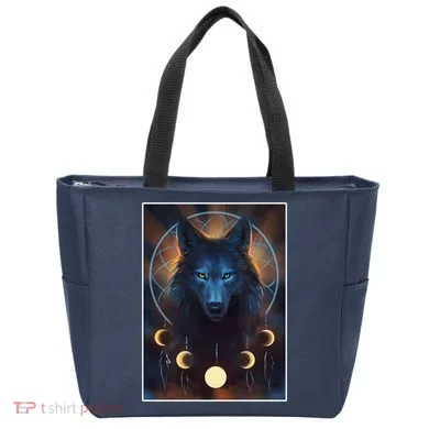 Wolf Dream Catcher Moon Phases  Tote Bag
