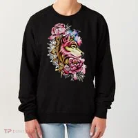 Wolf Flower Floral Cool Illustration Women's Sweatshirt thumb 0