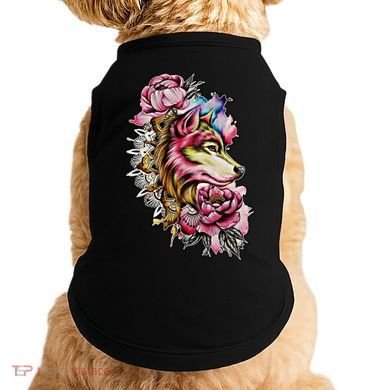 Wolf Flower Floral Cool Illustration Doggie Tank