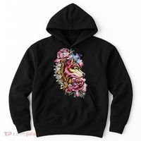 Wolf Flower Floral Cool Illustration Hoodie thumb 0
