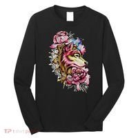 Wolf Flower Floral Cool Illustration Long Sleeve Shirt thumb 0