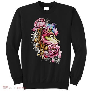 Wolf Flower Floral Cool Illustration Sweatshirt