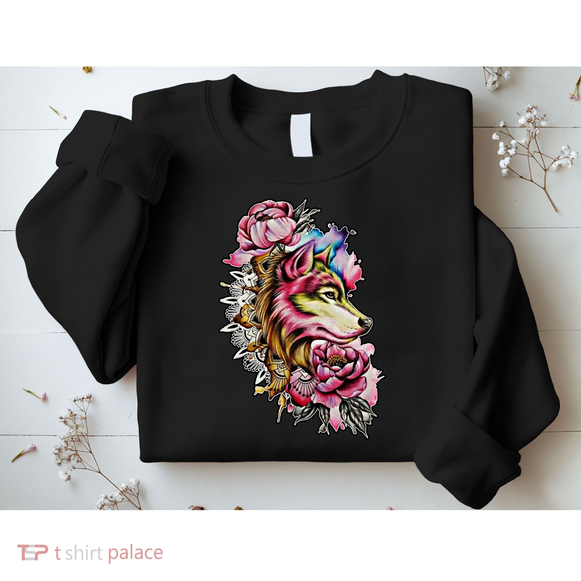 Wolf Flower Floral Cool Illustration Sweatshirt