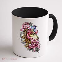 Wolf Flower Floral Cool Illustration Coffee Mug thumb 1