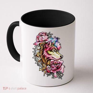 Wolf Flower Floral Cool Illustration Coffee Mug