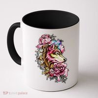 Wolf Flower Floral Cool Illustration Coffee Mug thumb 0