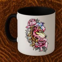 Wolf Flower Floral Cool Illustration Coffee Mug thumb 2