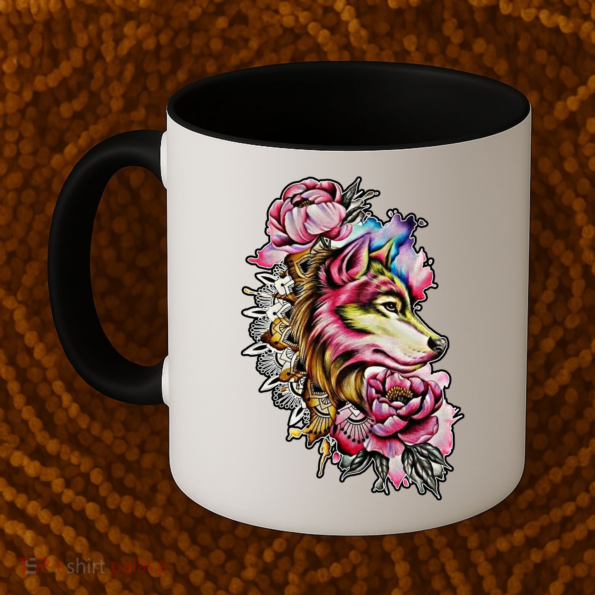 Wolf Flower Floral Cool Illustration Coffee Mug