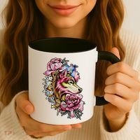 Wolf Flower Floral Cool Illustration Coffee Mug thumb 3