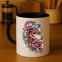 Wolf Flower Floral Cool Illustration Coffee Mug thumb 4