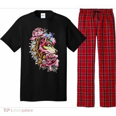 Wolf Flower Floral Cool Illustration Pajama Set