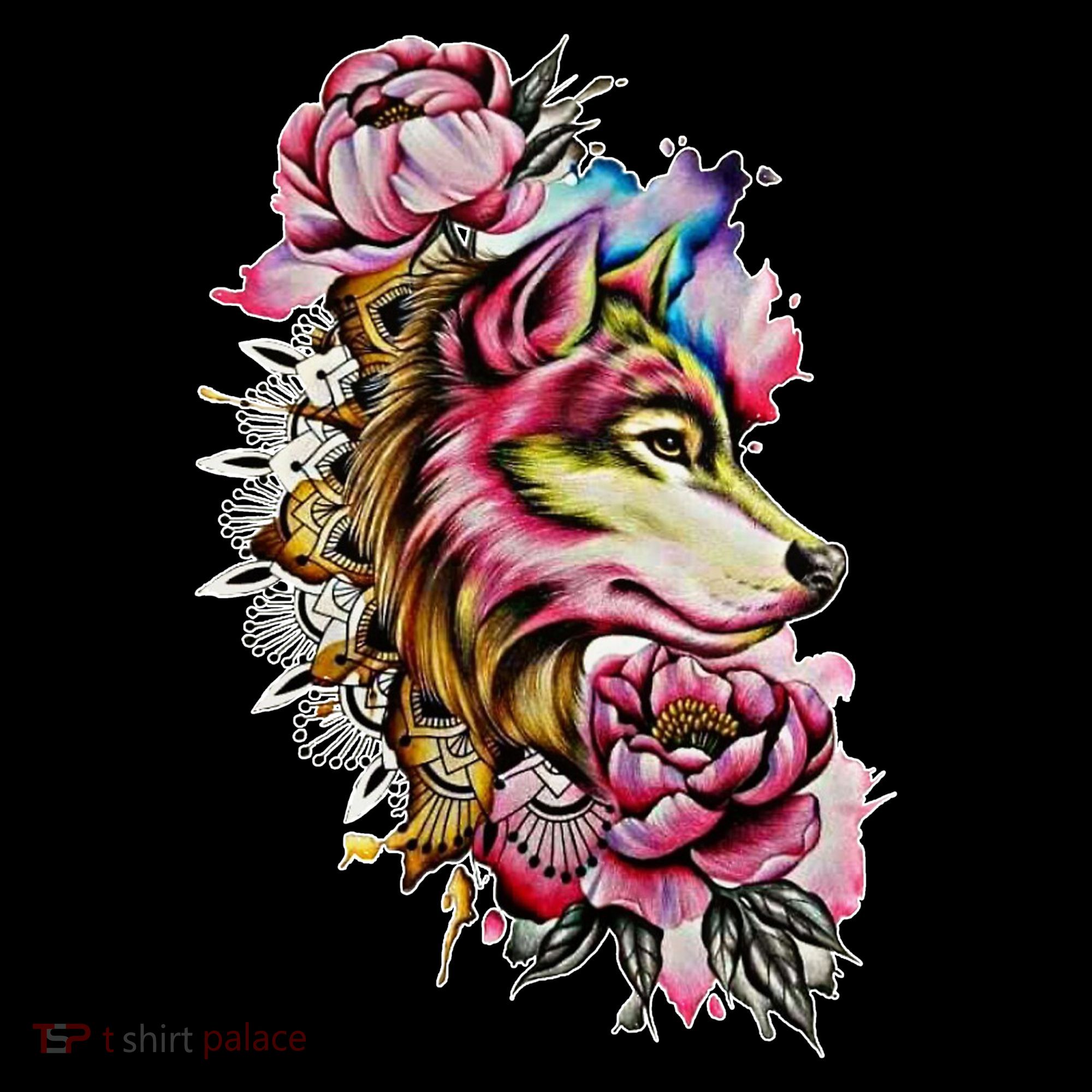 Wolf Flower Floral Cool Illustration Mousepad