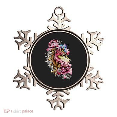 Wolf Flower Floral Cool Illustration Ornament