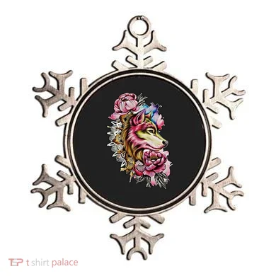 Wolf Flower Floral Cool Illustration Ornament