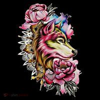 Wolf Flower Floral Cool Illustration Ornament thumb 1