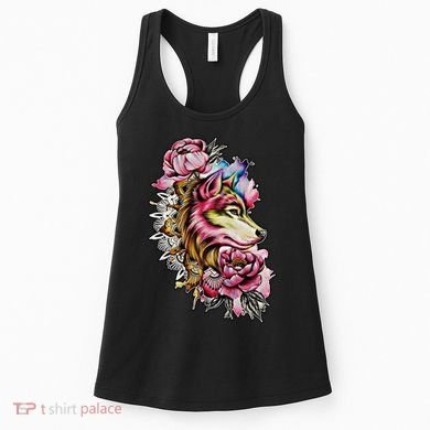 Wolf Flower Floral Cool Illustration Women's Tank Top