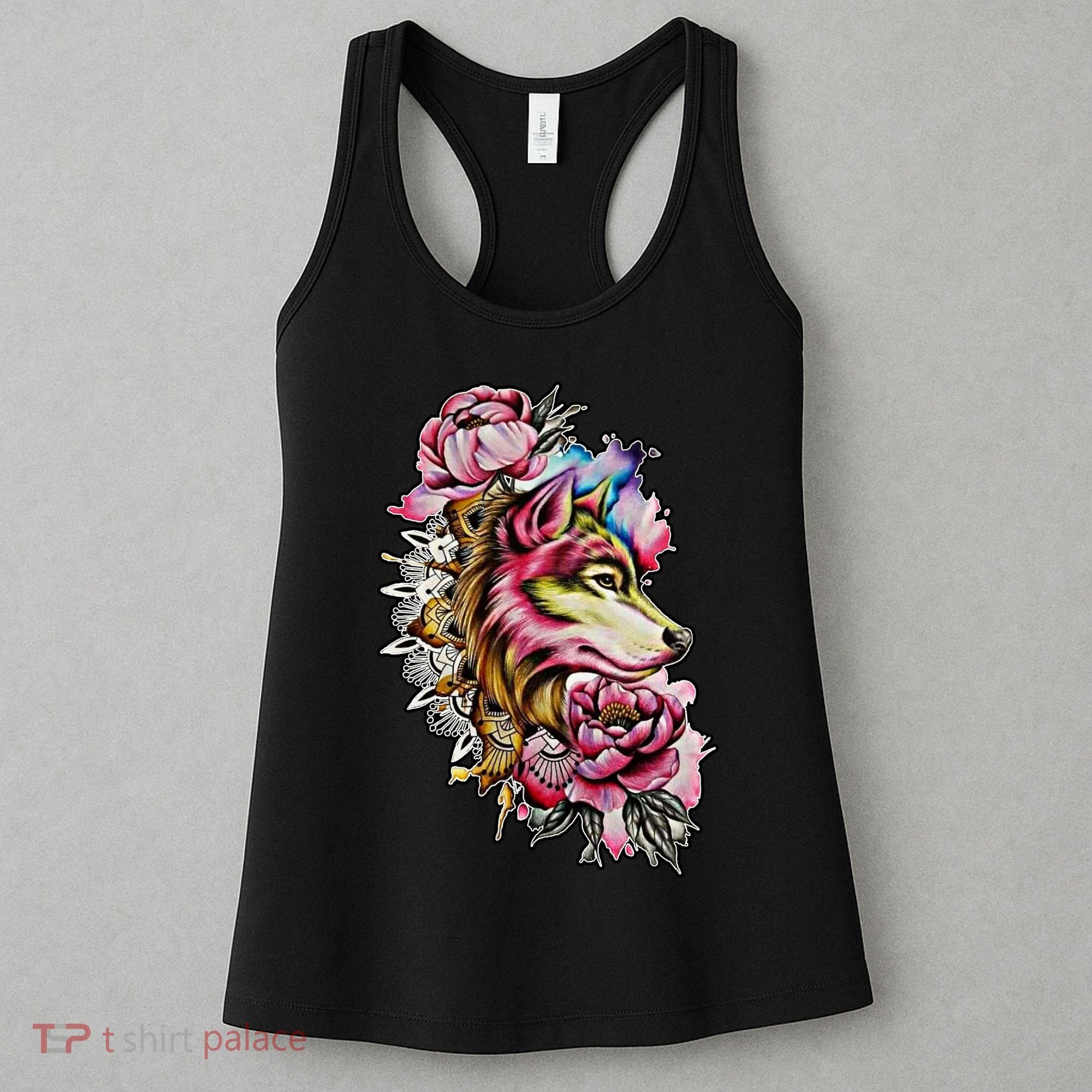 Wolf Flower Floral Cool Illustration Women's Tank Top