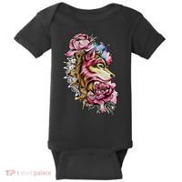 Wolf Flower Floral Cool Illustration Baby Bodysuit thumb 0