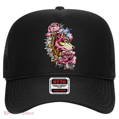 Wolf Flower Floral Cool Illustration Hat