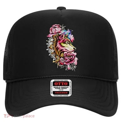 Wolf Flower Floral Cool Illustration Hat