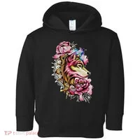 Wolf Flower Floral Cool Illustration Toddler Hoodie thumb 0