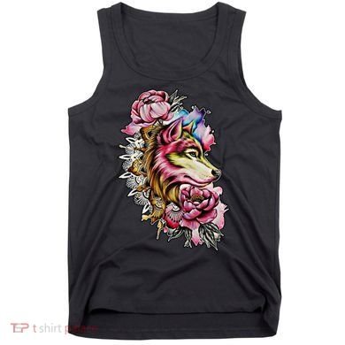 Wolf Flower Floral Cool Illustration Tank Top