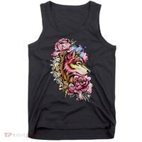 Wolf Flower Floral Cool Illustration Tank Top thumb 0