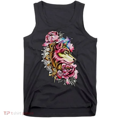 Wolf Flower Floral Cool Illustration Tank Top