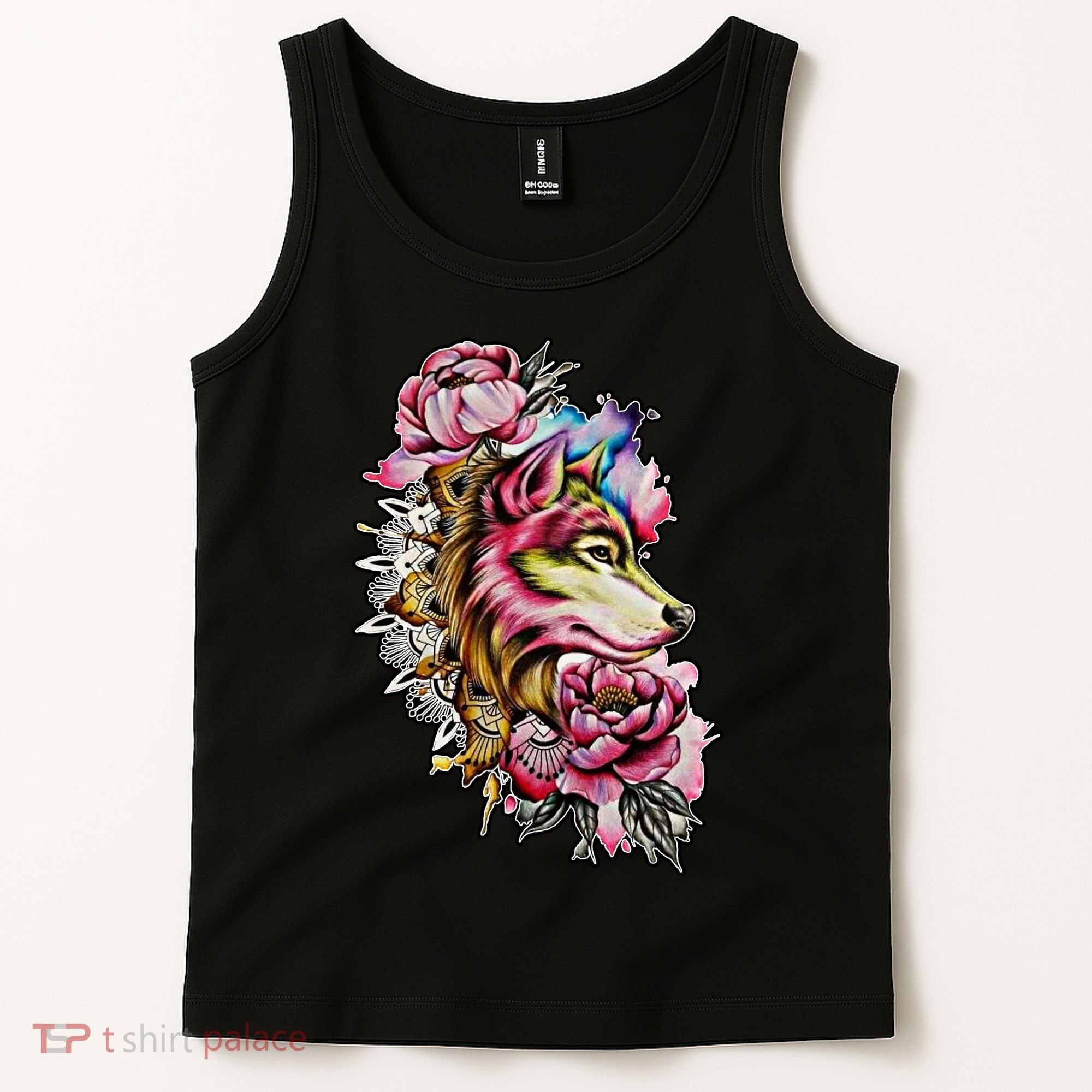 Wolf Flower Floral Cool Illustration Tank Top