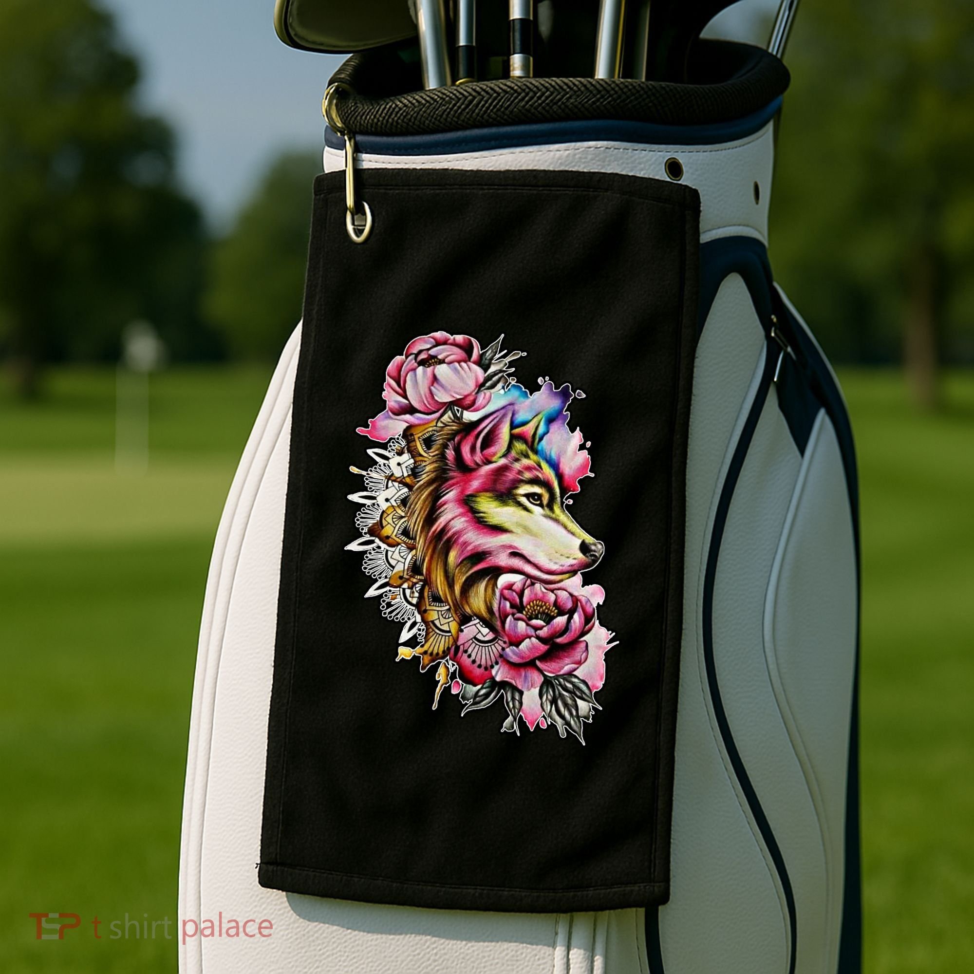 Wolf Flower Floral Cool Illustration Golf Towel