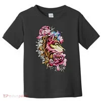 Wolf Flower Floral Cool Illustration Toddler T-Shirt thumb 0