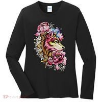 Wolf Flower Floral Cool Illustration Women's Long Sleeve Shirt thumb 0