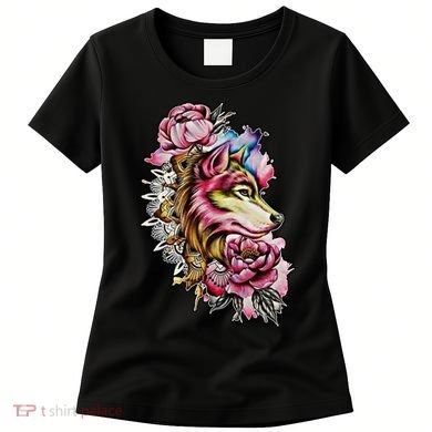 Wolf Flower Floral Cool Illustration Women's T-Shirt