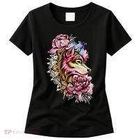 Wolf Flower Floral Cool Illustration Women's T-Shirt thumb 0