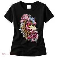 Wolf Flower Floral Cool Illustration Women's T-Shirt thumb 0