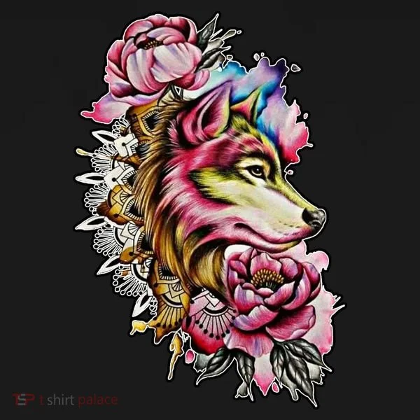 Wolf Flower Floral Cool Illustration Women's T-Shirt
