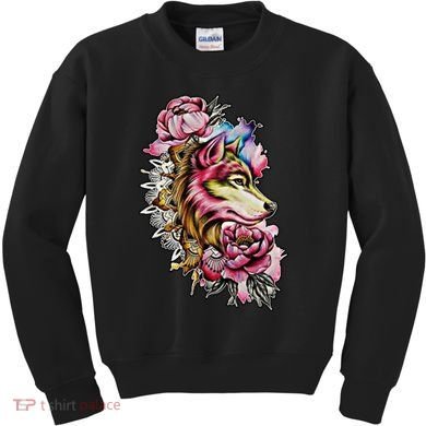 Wolf Flower Floral Cool Illustration Kids Sweatshirt
