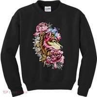 Wolf Flower Floral Cool Illustration Kids Sweatshirt thumb 0