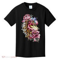 Wolf Flower Floral Cool Illustration Kids T-Shirt thumb 0