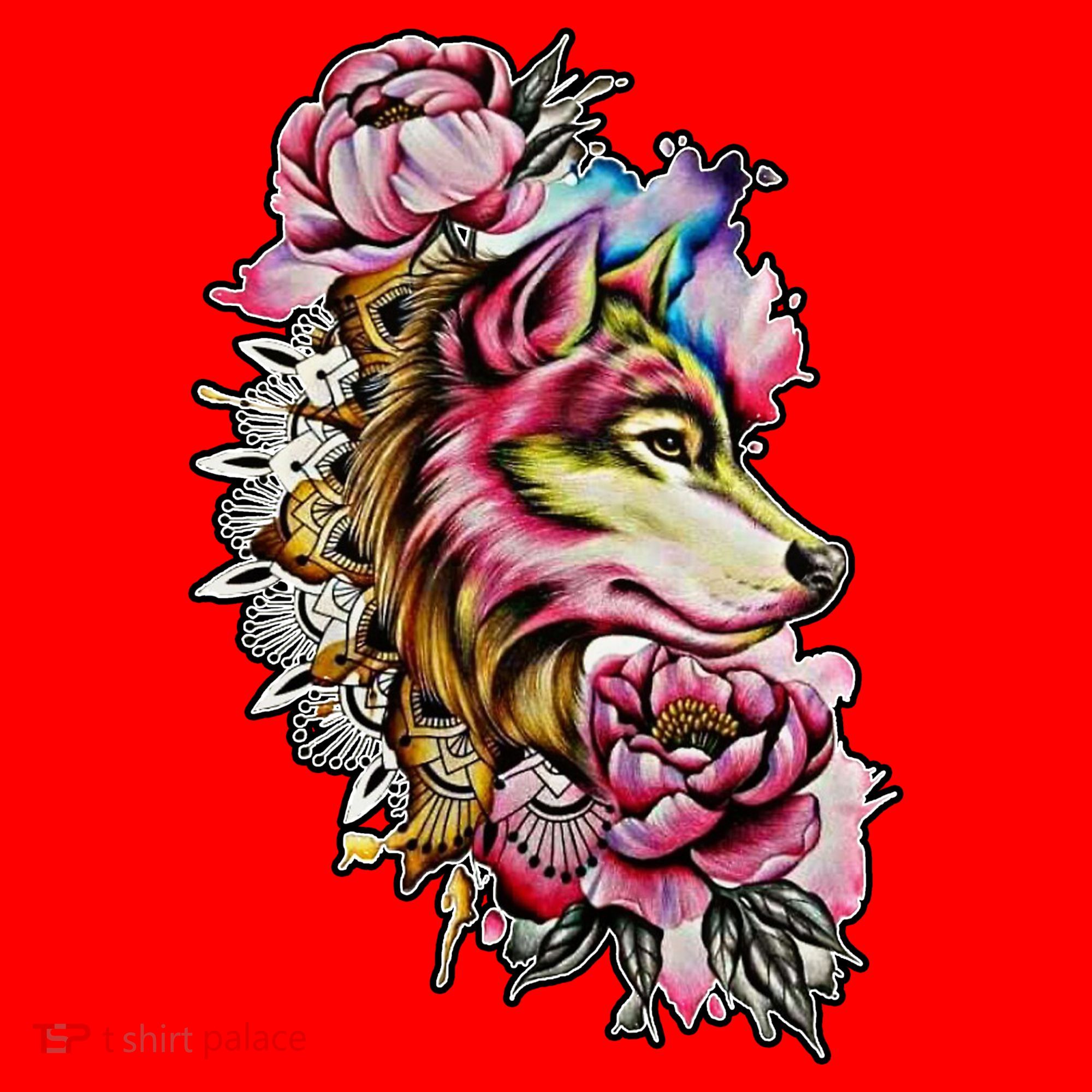 Wolf Flower Floral Cool Illustration Santa Hat