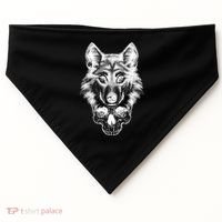 Wolf Head On Skull Graphic USA-Made Doggie Bandana thumb 0