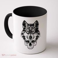 Wolf Head On Skull Graphic Coffee Mug thumb 0