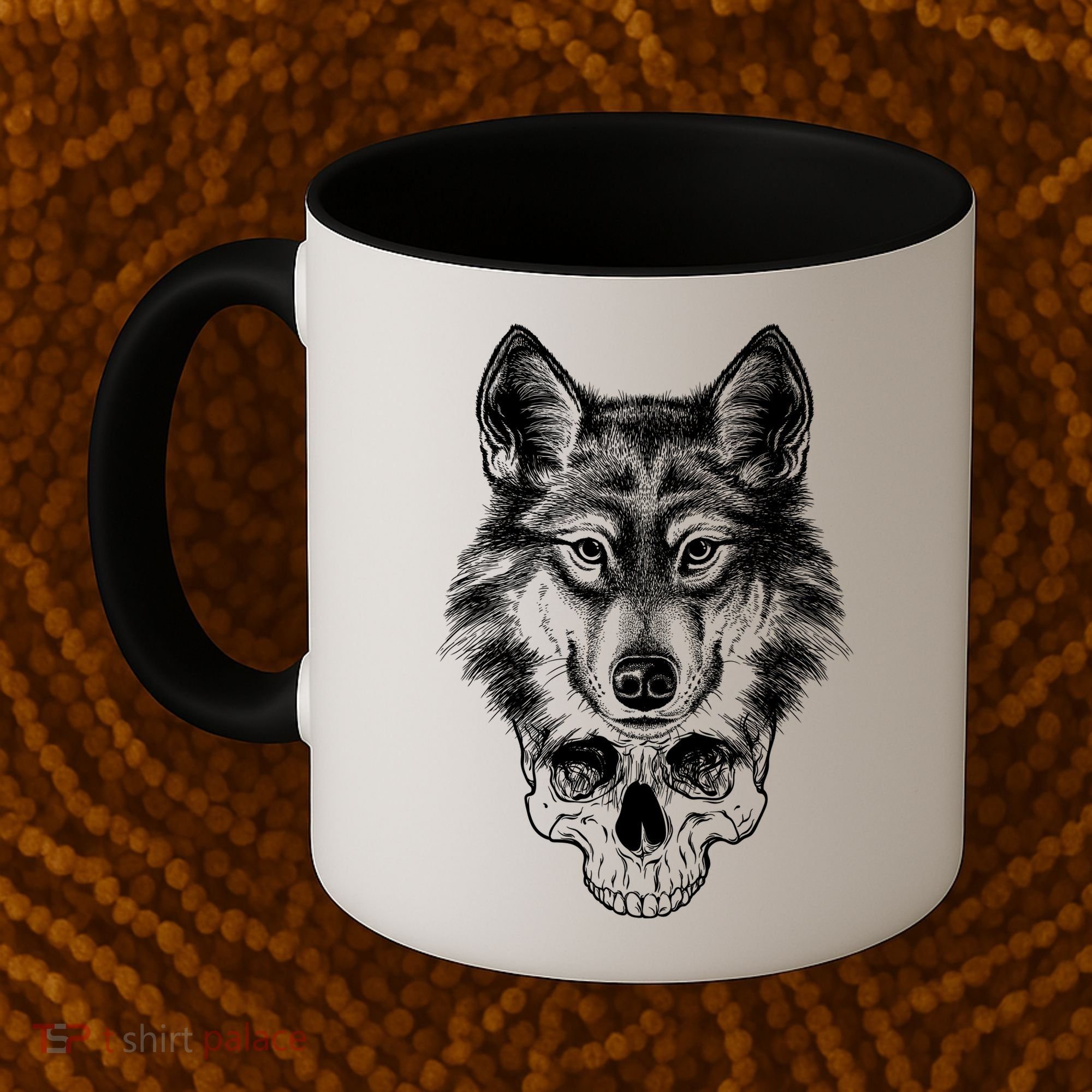 Wolf Head On Skull Graphic Coffee Mug