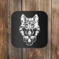 Wolf Head On Skull Graphic Coaster thumb 0